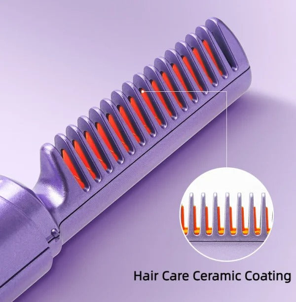 2-in-1 Hair Styling Brush, Straightener, Curler Comb