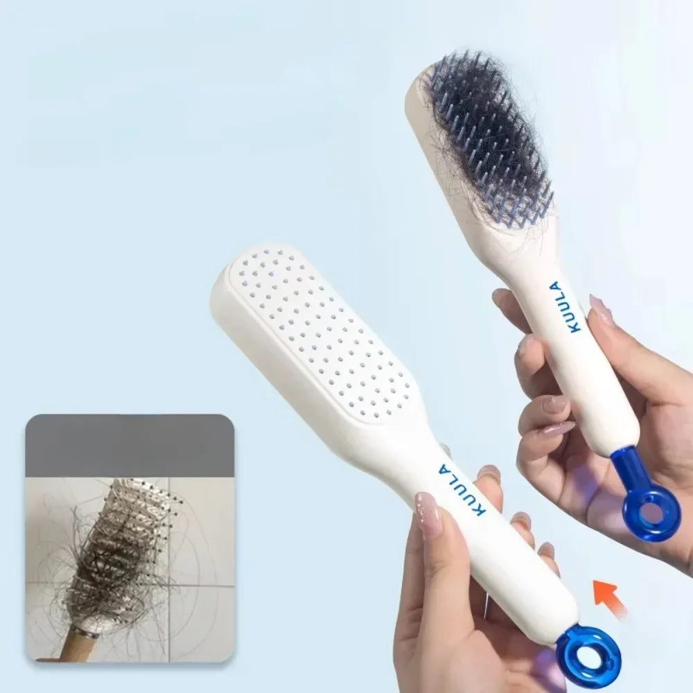 Self Cleaning Hair Brush / Anti-static Massage Comb / Effortless Hair Removal and Cleaning