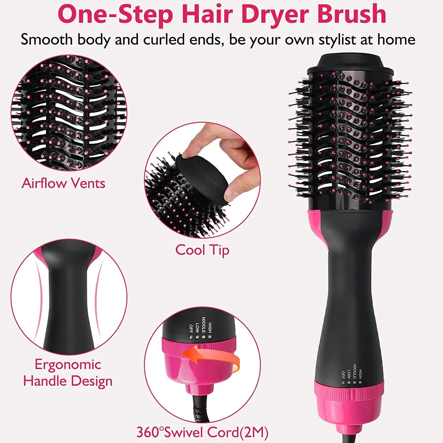 3-in-1 One Step Hot Air Brush – Dry, Style & Volumize in Minutes!