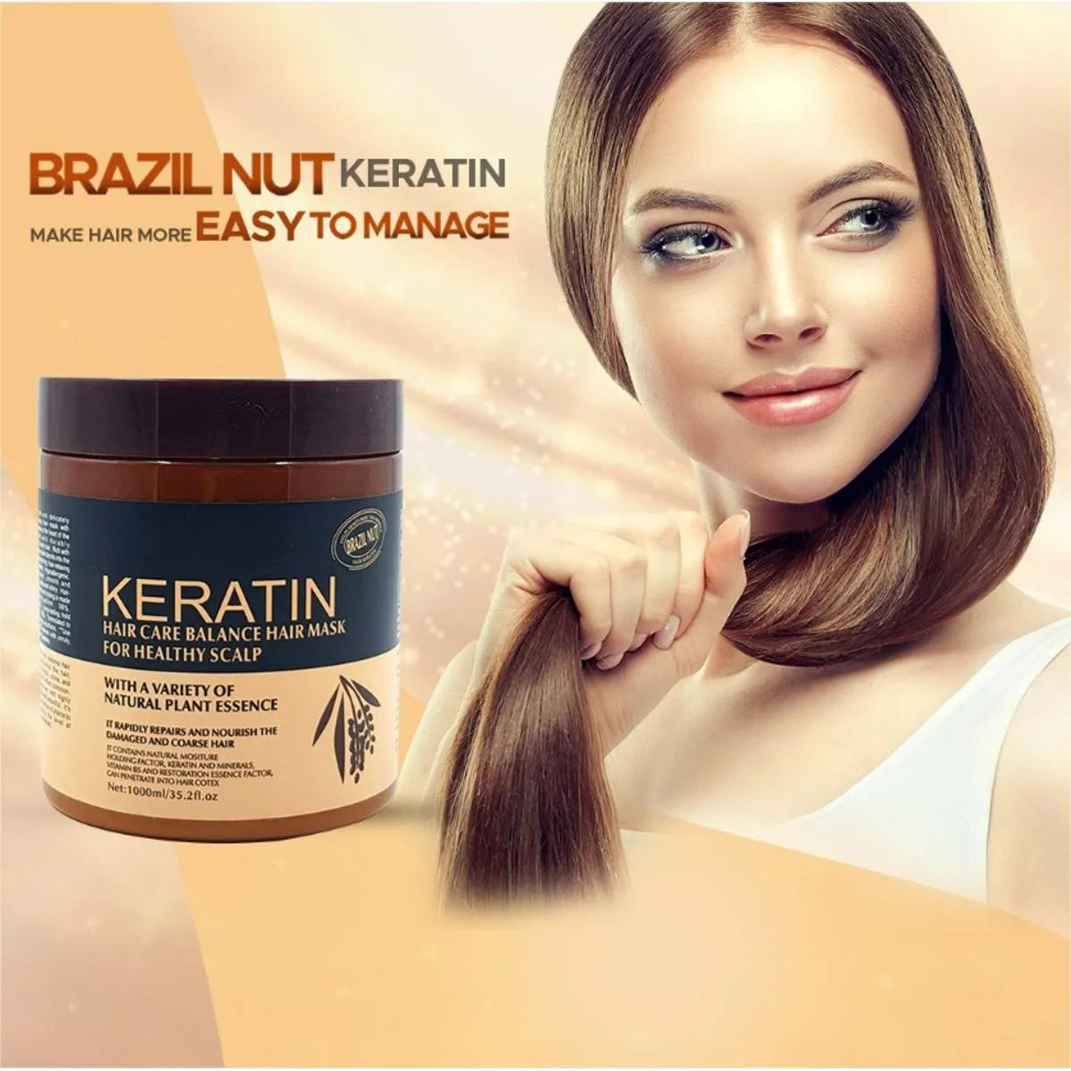 Pack of 2- Keratin Hair Mask + Hair Food Oil : 5 Seconds Professional Treatment for  Smooth, Shiny, Revitalized Hair