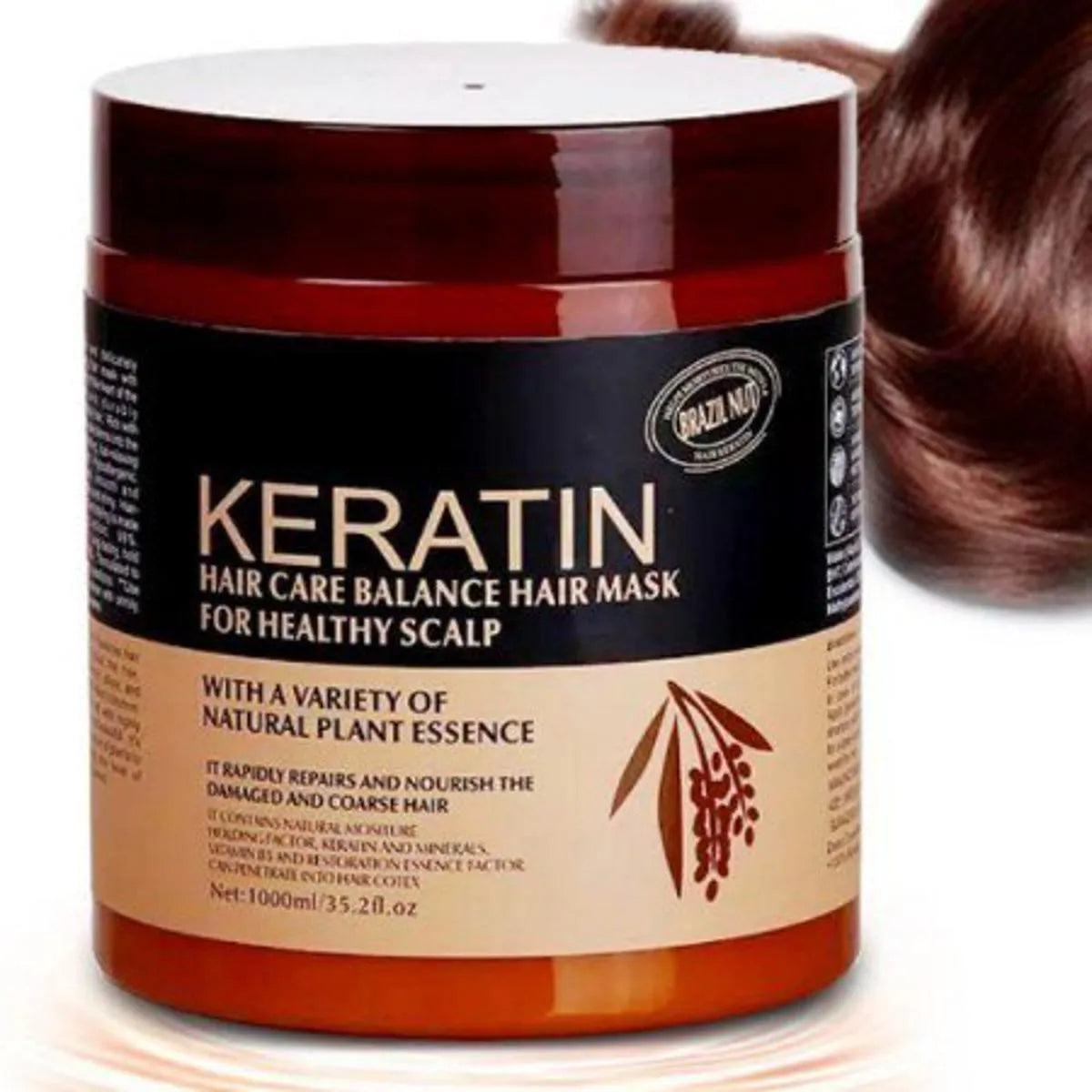 Pack of 2- Keratin Hair Mask + Hair Food Oil : 5 Seconds Professional Treatment for  Smooth, Shiny, Revitalized Hair