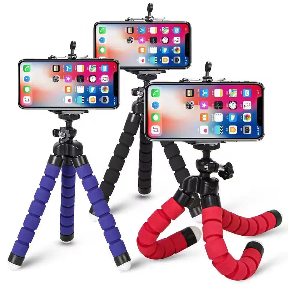 "Flexible Sponge Octopus Mini Tripod – Versatile Phone & Mini Camera Stand with Clip Holder"