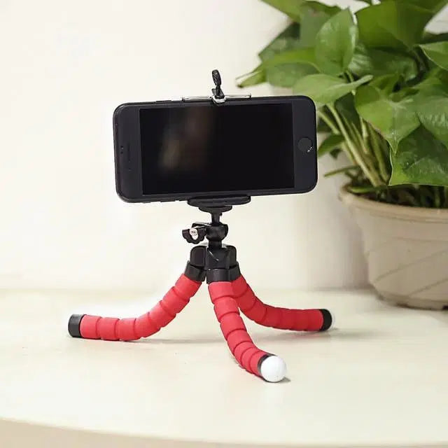 "Flexible Sponge Octopus Mini Tripod – Versatile Phone & Mini Camera Stand with Clip Holder"