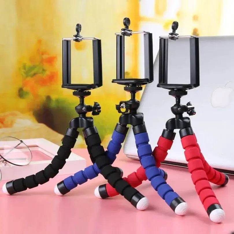 "Flexible Sponge Octopus Mini Tripod – Versatile Phone & Mini Camera Stand with Clip Holder"