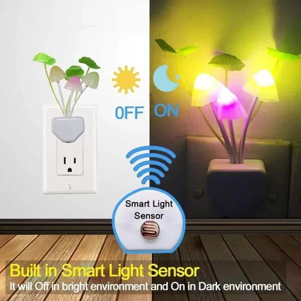 LED Mushroom Sensor Night Light Set – Pack of 4 for a Cozy, Automated Glow