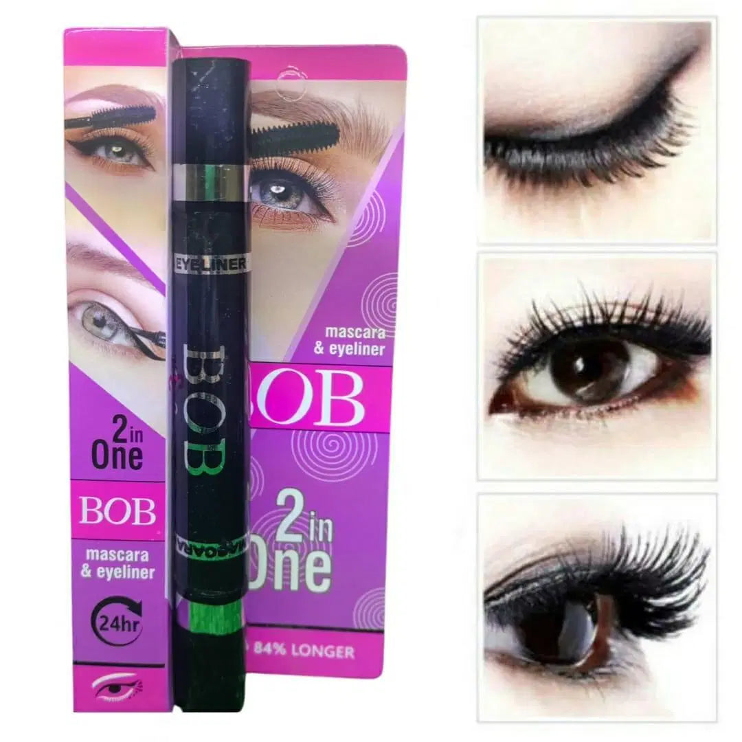 2 In 1 Waterproof Smudge Proof Mascara-Eyeliner - Black